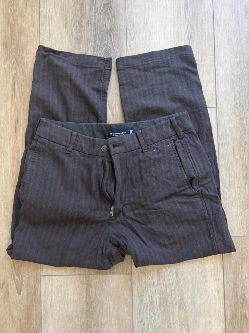Abercrombie & Fitch Dark Brown Pinstripe Chinos